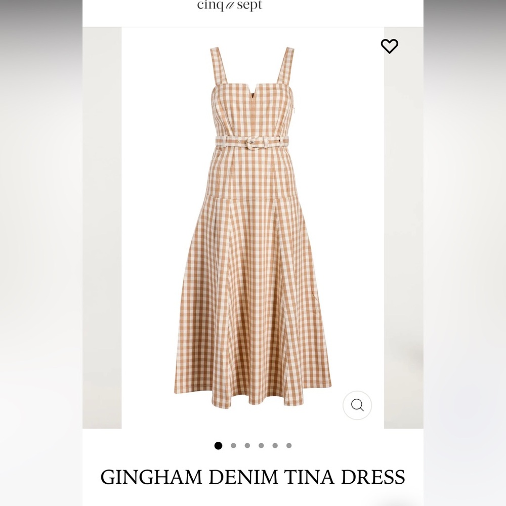 cinq a sept Gingham Denim Tina Dress - tan